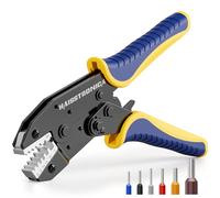 haisstronica Herramienta de engarce de casquillos, herramienta de engarce de cables con trinquete y casquillos de 24-8 AWG (0,25-10mm²)