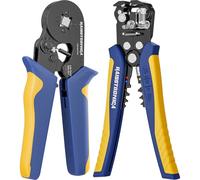 haisstronica Kit de herramientas de prensado de virola AWG 24-10 pelacables automático con crimpadora de alambre AWG 23-7 para conectores de virola