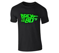 HAIT Back to The 80's T-Shirt - Fancy Dress Neon Print Love 80s Party Dance Club Top Black(Medium)