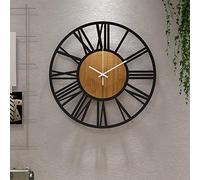 HAITANG - Reloj de Pared Grande Redondo de Madera, Color Negro para decoración de salón, números Romanos Retro, silencioso, no Hace cosquillas, Adecuado para el hogar, jardín, Oficina, café, 34 cm