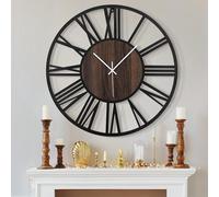 HAITANG - Reloj de Pared Grande silencioso, sin Tic-TAC, Funciona con Pilas, Redondo, Moderno, Gran Reloj de Pared de Madera para Sala de Estar, Dormitorio, Cocina, decoración de Pared de Granja, 40