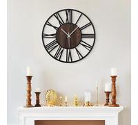 HAITANG - Reloj de Pared silencioso de 34 cm, silencioso, sin Tic-TAC, Funciona con Pilas, pequeño Reloj de Pared Vintage Redondo de Madera para salón, Dormitorio, Cocina, Granja, Oficina, decoración