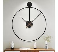 HAITANG Relojes de Pared Grandes para Sala de Estar, Moderno Decorativo Rústico de Metal Negro Silencioso Sin Tic Tac Funciona con Pilas Reloj Redondo de 61cm para Chimenea, Dormitorio, Oficina