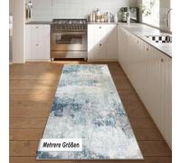 HaiTaoSy Alfombra de pasillo moderna, lavable, alfombra para cocina, para entrada, pasillo, cocina, dormitorio, salón, 80 x 250 cm, azul