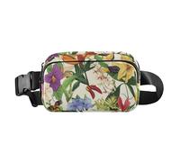Haiti Choeblack - Riñonera cruzada para mujeres, hombres y adolescentes, pequeña bolsa de cinturón con correa ajustable para viajes, vacaciones, correr, Flor de belleza Haiti Choeblack, 1 size