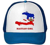 Haitian Girl Flag Country Adjustable Trucker Hat Cap Royal Blue(Medium)