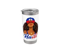 Haitian Princess Haiti Flag Melanin Black Girls Women Vaso térmico de acero inoxidable de doble pared