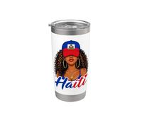 Haitian Princess Haiti Flag Melanin Black Girls Women Vaso térmico de acero inoxidable de doble pared