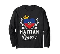 Haitian Queen Haiti Flag Proud Haitian Woman Manga Larga