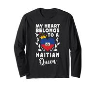 Haitian Queen Haitian Wife Girlfriend Haiti Flag Manga Larga