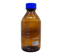 haituoyizhan 1 botella de reactivo de vidrio con tapa azul marrón, 100/250/500/1000 ml, botella de boca de rosca, botella de muestreo de laboratorio de seda (marrón, 1000 ml, china)