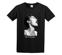 HAIUIKIK Camiseta vintage Billie Holiday Vintage Singer 90S Jazz Soul Mens Cotton Short Sleeved Shirts, Negro , M