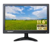 Haiway Monitor de seguridad de 11.6 pulgadas, monitor LED de 1366 x 768, pequeño monitor HDMI con control remoto altavoces integrados, mini monitor HDMI VGA AV BNC entrada USB para CCTV Raspberry Pi