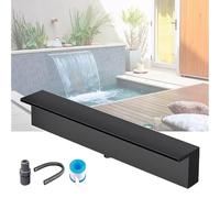 HAIXHX Grifo Cascada Piscina Acero Inoxidable Aliviadero para Cascada Exterior, Montaje en Pared Cascada Vertical Fuente para Piscina, Flujo Suave Kit de Fuente de Agua(Black,Outlet W 16in/41cm)