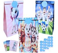 HAIYMA® 24 Bolsas Cumpleaños Infantil + 24 Pegatinas de Colores | Bolsitas Cumpleaños Infantiles para todo tipo de Celebraciones, Eventos con un diseño en 3D (24).