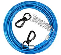 HaiYUAN Dog Tie out Cable 10/15/20/25/30 FT Dog Runner for Yard Steel Wire Dog Cable with Durable Superior Clips Blue Dog Chains Heavy Duty for Outside Hold Large Dogs Up to 165 lbs
