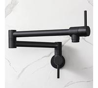HAIYUNDA - Grifo de llenado de cacerola de doble articulación de latón macizo plegable extensible con agujero único y dos asas, color negro mate