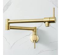 HAIYUNDA Grifos plegables para llenado de ollas, grifo de cocina de latón macizo, brazo oscilante plegable, oro cepillado, moderno, grifo de fregadero de cocina, plegable, elástico, con un solo