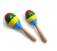 HAJHI 2 Piezas Pintado Madera Maracas Fiesta Ktv Atrezzo Ambiente Ritmo Martillo Aprendizaje Música Iluminación Claridad Sonora para Niños Principiantes(Color)