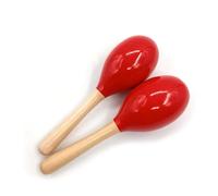 HAJHI 2 Piezas Pintado Madera Maracas Fiesta Ktv Atrezzo Ambiente Ritmo Martillo Aprendizaje Música Iluminación Claridad Sonora para Niños Principiantes(Red)