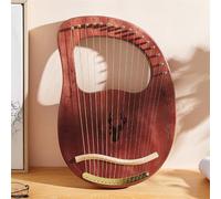 HAJHI Chapa Caoba Lyre Harp Talla Escalas Arpa de Lira Llave de Afinar Cuerdas de Repuesto Plectro Fácil de Aprender Instrumento Lira Estable Tono Nivel de Entrada Café(16-String Boxed - Coffee)