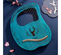 HAJHI Chapa Caoba Lyre Harp Talla Escalas Arpa de Lira Llave de Afinar Cuerdas de Repuesto Plectro Fácil de Aprender Instrumento Lira Estable Tono Nivel de Entrada Café(19-String Boxed - Blue)