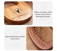 HAJHI Chapas Caoba Instrumento Lira Tipo de Caja Estable Tono 16/19/32 Cuerdas Lyre Harp Llave de Afinación Cuerdas de Repuesto Arpa de Lira Café Conciertos Fiesta Gigging(16-String Boxed - Blue)