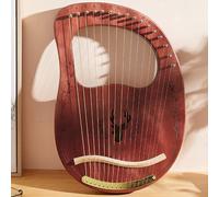 HAJHI Chapas Caoba Instrumento Lira Tipo de Caja Estable Tono 16/19/32 Cuerdas Lyre Harp Llave de Afinación Cuerdas de Repuesto Arpa de Lira Café Conciertos Fiesta Gigging(16-String Boxed - Coffee)