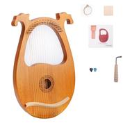 HAJHI Clásica Grecia Arpa de Lira 16 Cuerdas Portátil Instrumento Lira Madera Maciza Cornamenta Tipo Caja Cámara de Resonancia Lyre Harp Fiesta Conciertos Afinación Llave(Light brown-round)