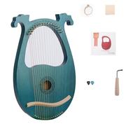 HAJHI Clásica Grecia Arpa de Lira 16 Cuerdas Portátil Instrumento Lira Madera Maciza Cornamenta Tipo Caja Cámara de Resonancia Lyre Harp Fiesta Conciertos Afinación Llave(Green-round)