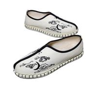 HAJHI Estilo étnico Zapatos De Taekwondo Para Hombre Suela En Capas Tai Chi Zapatos Transpirables Sin Cordones Zapatillas De Gimnasia Bordados Para Taoístas Antideslizantes
