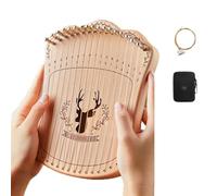 HAJHI Fingerpicking Lyre Harp 17 Tonos con Portátil Bolsas Cuerdas de Repuesto, Tablero/Tipo de Caja Arpa de Lira Haya Chapa 0 Base Nivel de Entrada Instrumento Lira(Box Log+Pack+Strings)