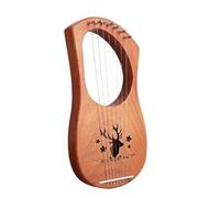 HAJHI Grecia Instrumento Lira Madera Maciza Caoba Cuerdas 7/10 Tipo de Caja Arpa de Lira Conjuntos Metal Cuerdas Sintonizable Plectro Portátil Lyre Harp Viaje Camping(7 Tone Log Reindeer)