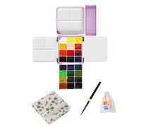 HAJHI Mini Set Acuarela Portátil Mini Acuarelas Portátil Bocetos Todo En Uno Acuarelas De Viaje Para Artistas Principiantes Apuntes(Purple,24 colours)