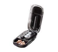 HAJHI Partidor De Pastillas 1/4 Antideslizante Ajustable Ranura Pill Cutter 1/2 Sellado Corta Pastillas Portátil Almacenamiento Residencias De Ancianos(Negro)