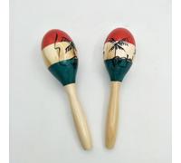 HAJHI Pintado Ktv Shakers 2 Piezas Maracas Madera Maciza Ritmo Percusión Pandereta Fácil de Aprender Sonido Estabilidad Portátil para Viajar Camping Coro