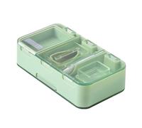 HAJHI Porcionador Partidor De Pastillas 3 En 1 Con Cepillo Triturador De Pastillas Precisión Corta Pastillas Para Diferentes Tamaños Protector De Cuchilla Para Pacientes(7 cells,Verde)
