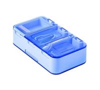 HAJHI Porcionador Partidor De Pastillas 3 En 1 Con Cepillo Triturador De Pastillas Precisión Corta Pastillas Para Diferentes Tamaños Protector De Cuchilla Para Pacientes(7 cells,Azul)