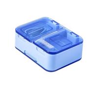 HAJHI Porcionador Partidor De Pastillas 3 En 1 Con Cepillo Triturador De Pastillas Precisión Corta Pastillas Para Diferentes Tamaños Protector De Cuchilla Para Pacientes(4 cells,Azul)