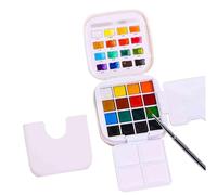HAJHI Porciones Acuarelas De Viaje Portátil Mini Acuarelas Portátil Para Artistas Principiantes Kit Acuarela Portatil Todo En Uno Para Apuntes Diarios(16-colour - White)