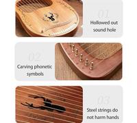 HAJHI Portátil Lyre Harp Para Principiantes Niños Adultos Chapa de Madera Caoba Arpa de Lira con Bolsas Acero Cuerdas Llave de Afinar Arpa de Palanca Viaje Camping Gigging(16-string-B-Through-Blue)