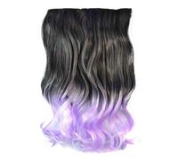 HAJHI Rizado Pelo De Oropel Colores Degradados 45cm Extensiones De Cabello Sin Costuras Mechones De Pelo Con Purpurina Para Cosplay Festivo Decoraciones(Black-Light Purple)