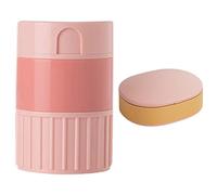 HAJHI Rotatorio Triturador De Pastillas 4 En 1 Portátil Partidor De Pastillas Para Pequeñas Pastillas Grandes Semanal Dosis Corta Pastillas Preciso 1/2 Sellado(Pink)