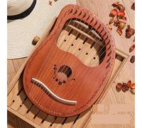 HAJHI Tipo Caja/Tablero Instrumento Lira Fiesta Viaje Hoguera Caoba Arpa de Lira 10/16 Cuerdas Portátil Palanca de Afinación Principiantes Lyre Harp Cuerdas de Repuesto(16 tone log color-B)