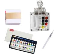 HAJHI Todo En Uno Mini Acuarelas Portátil Apuntes Portátil Kit Acuarela Portatil Dibujo Para Principiantes Acuarelas De Viaje Para Picnics(Acrylic - 8 grid)