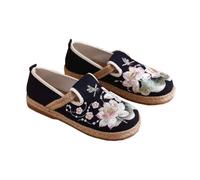 HAJHI Zapatos De Taekwondo para Mujer Antideslizantes Transpirables Zapatillas De Gimnasia Oxford Suela Chinos Tradicionales Tai Chi Zapatos De Lona para Caminar Baduanjin(39 EU,Negro)