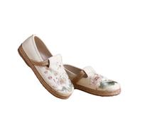 HAJHI Zapatos De Taekwondo para Mujer Antideslizantes Transpirables Zapatillas De Gimnasia Oxford Suela Chinos Tradicionales Tai Chi Zapatos De Lona para Caminar Baduanjin(39 EU,Off-White)