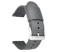HAJMGUMC 18 mm 20 mm 22 mm 24 mm Correa de nailon tejida Hebilla de acero inoxidable Hombres Reemplazo suave Banda Fit For Samsung Fit for Huawei Watch GT 2 46 mm Fit for Seiko(Grey silver,20mm)