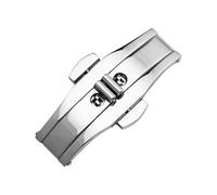 HAJMGUMC Accesorios for reloj, hebilla de correa de reloj de mariposa automática de doble empuje, cierre plegable de acero, botón de reloj de Metal for hombres y mujeres de 4mm, 5mm y 6mm(Silver 5x18m