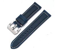 HAJMGUMC Ajuste for correa de reloj Fit For Panerai correa de cuero genuino for hombres y mujeres PAM111/441/312 cinturón de fábrica 20mm 22mm 24mm 26mm(Blue Silver,22mm)